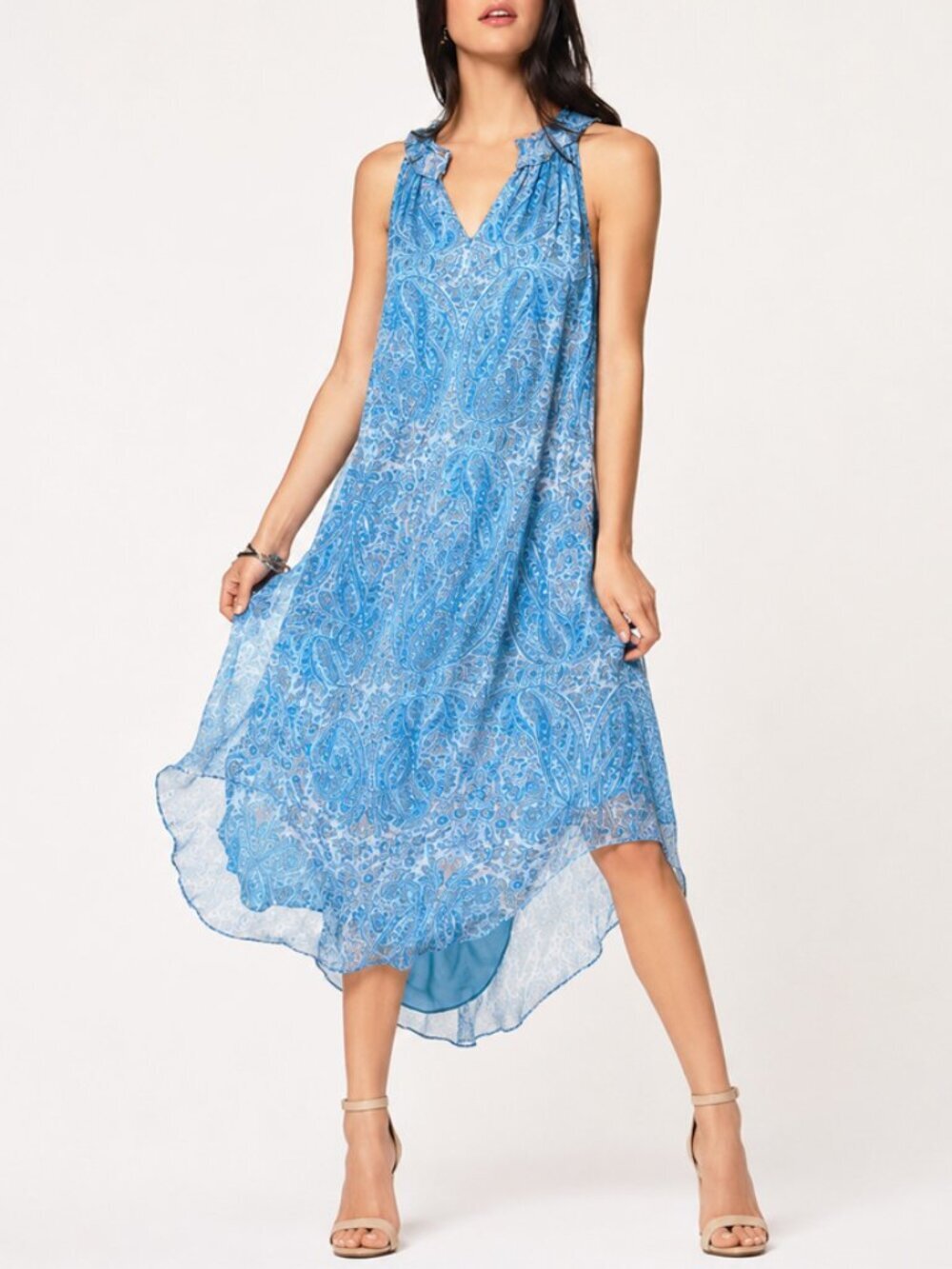 Ramy Brook Jolie Blue Paisley Midi Dress Size S